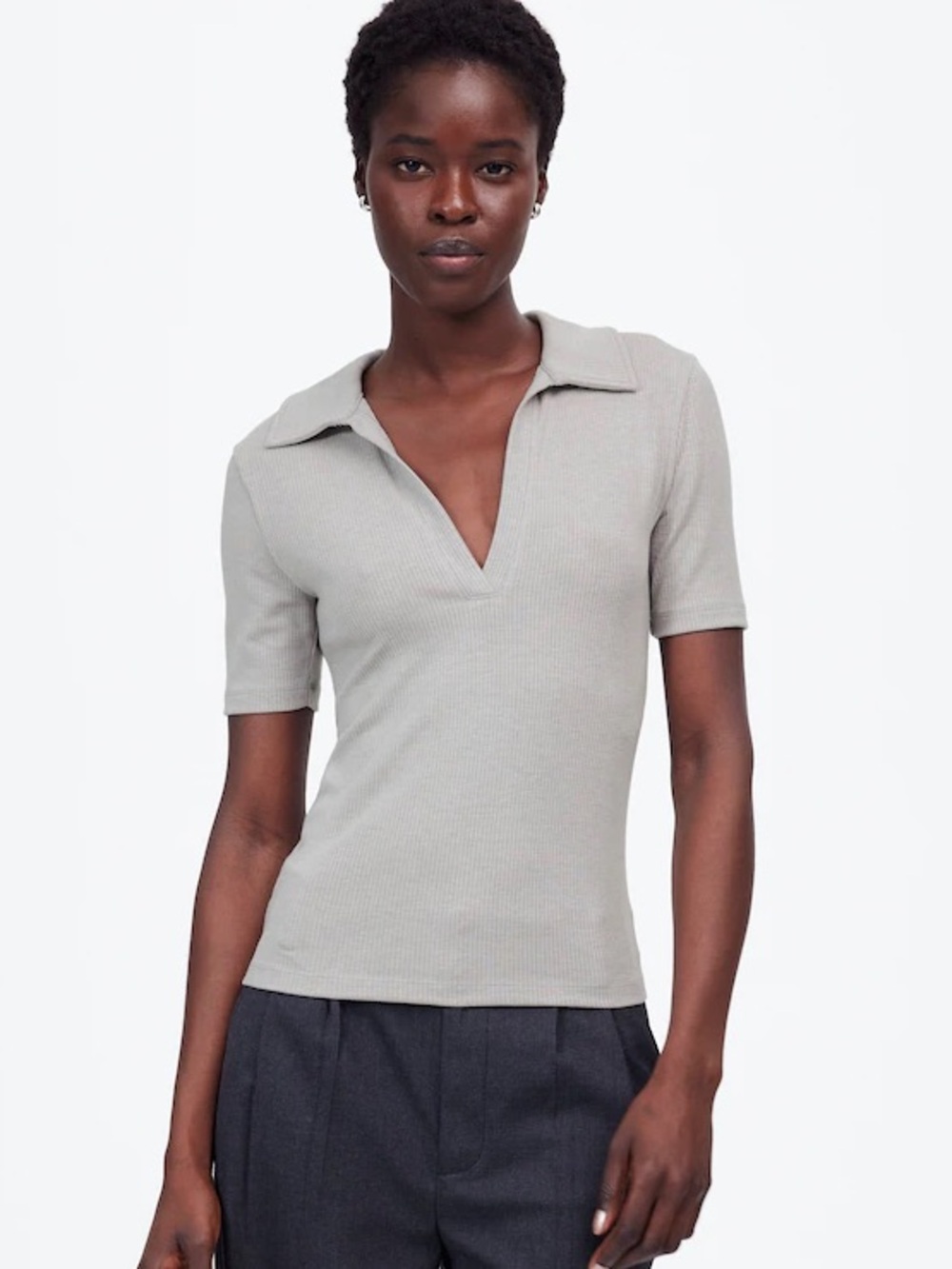 Madewell Drapey Rib Short Sleeve Polo